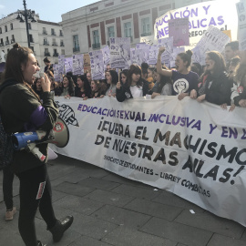 Algunas de las feministas en la movilización estudiantil en Madrid por una educación no sexualizada - Arancha Ríos