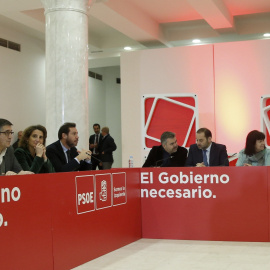 El presidente del Gobierno y secretario general del PSOE, Pedro Sánchez, preside la reunión de la Ejecutiva Federal de la formación en Madrid. EFE/Ballesteros