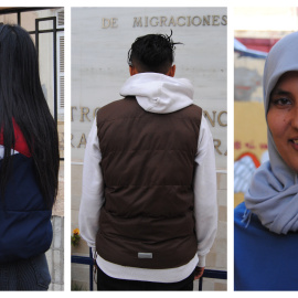 Naima, Selima o Nora posan en la calles de Melilla para el reportaje.- IRENE QUIRANTE