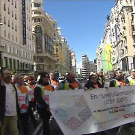 Marcha de los extrabajadores de Telemadrid hasta el Tribunal Supremo en contra del ERE