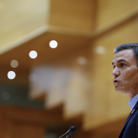 El presidente del Gobierno, Pedro Sánchez, interviene en el pleno del Senado celebrado este martes 06 de septiembre de 2022 en Madrid.
