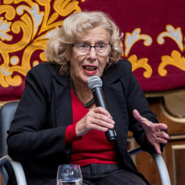 19/11/2018.- La alcaldesa de Madrid, Manuela Carmena, durante la presentación del proyecto de Presupuesto General del Ayuntamiento de Madrid para 2019. Consensuado con el Grupo Municipal Socialista, el proyecto pasará mañana por la Junta de Gobierno pa