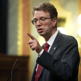 El diputado del PDeCAT, Ferrán Bel, interviene en el debate de totalidad de los presupuestos este martes en el pleno del Congreso. EFE/Kiko Huesca