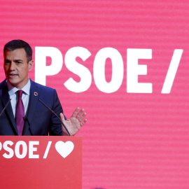 El presidente del Gobierno, Pedro Sánchez, durante la presentación de la precampaña del PSOE para las elecciones generales del 28 de abril. EFE/Javier Lizón