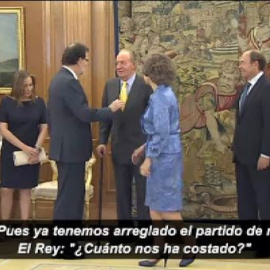 El Rey y Rajoy bromean con la Roja antes de su último almuerzo como Jefe de Estado