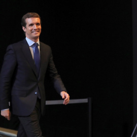 El candidato a la presidencia del Gobierno por el Partido Popular, Pablo Casado, a la finalización del debate celebrado en el Estudio 1 de Prado del Rey, en Madrid. EFE/JuanJo Martín.