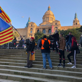 Los CDR durante la protesta en el MNAC. Twitter.
