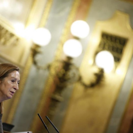 La presidenta del Congrso de los Diputados, Ana Pastor, durante la sesión de control al Gobierno, celebrada este miércoles.EFE/Javier Lizón