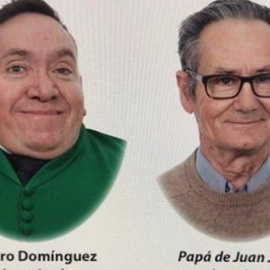 Imagen de Juan José Lucero y su padre en la orla de los graduados en Educación Primaria por la Universidad de Cádiz./Facebook Todo Orlas