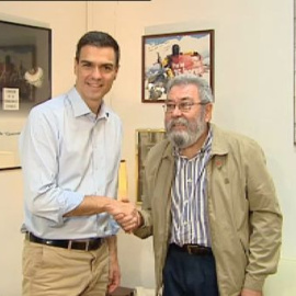 Pedro Sánchez se reúne con Cándido Méndez en la sede de UGT
