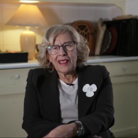 La alcaldesa de Madrid, Manuela Carmena, en el vídeo en el que anuncia su plataforma electoral, Más Madrid.