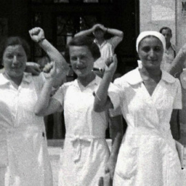Vera Luftig y otras brigadistas enfermeras belgas, en Hospital Militar Republicano de Ontinyent. / AMSAB-ISG