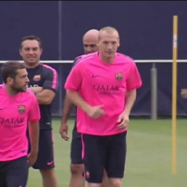 Primer entrenamiento de Mathieu como culé