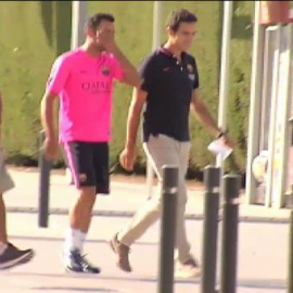 Xavi entrena junto al resto de internacionales