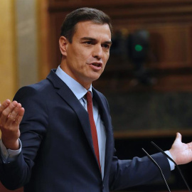 El presidente del Gobierno, Pedro Sánchez, durante su comparecencia este miércoles en el último pleno del Congreso antes de la convocatoria de elecciones. EFE