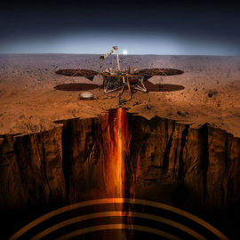 Ilustración del módulo de aterrizaje InSight investigando las profundidades de Marte. / NASA