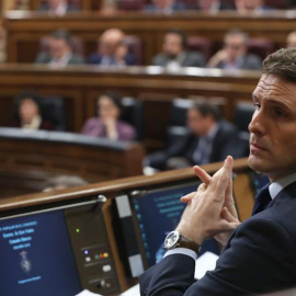 Pablo Casado, líder del PP, en el Congreso. EFE