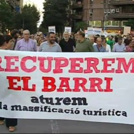 Manifestación de los vecinos de la Sagrada Familia contra la masificación turística en este barrio de Barcelona