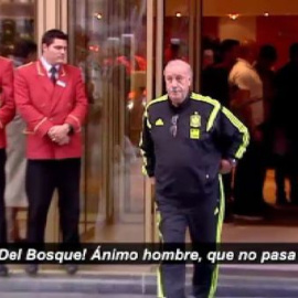 Muestras de cariño con España de la afición en la previa del partido ante Luxemburgo