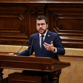 El president de la Generalitat, Pere Aragonès, al debat de política general al Parlament.