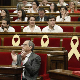 Quim Torra en una imagen reciente en el parlament de Catalunya. (ANDREU DALMAU | EFE)