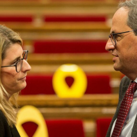 Quim Torra y Elsa Artadi en el Parlament. | EFE