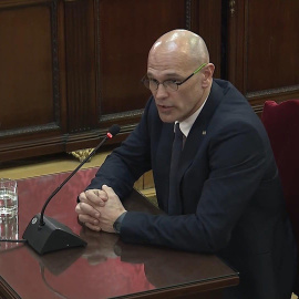 Captura de la señal institucional del Tribunal Supremo con la declaración del exconseller de Exteriores, Raül Romeva, en el juicio del "procés | EFE