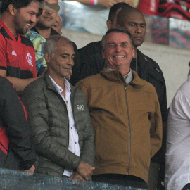 7/9/22 El exfutbolista brasileño Romário de Souza Farias acude a un partido de la Liga Libertadores junto al líder de extrema derecha Jair Bolsonaro, a 7 de septiembre de 2022.