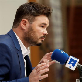 El número dos d'ERC al Congrés per Barcelona, Gabriel Rufián, obre aquest matí el tradicional cicle de rodes de premsa organitzats per l'Agència EFE amb els candidats a Catalunya per a les eleccions generals del 28 d'abril. EFE/Toni Albir