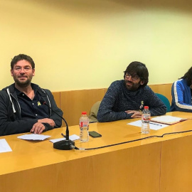 Albano Dante Fachín, Guillem Fuster i Muriel Rovira en roda de premsa de presentació de Front Republicà. EUROPA PRESS