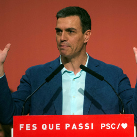 Pedro Sánchez durante un acto de campaña electoral en Catalunya./EFE