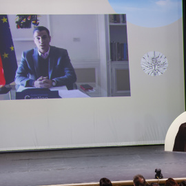 El presidente del Gobierno, Pedro Sánchez, interviene por videoconferencia en la presentación del ‘Año de Investigación Santiago Ramón y Cajal’, a 28 de septiembre de 2022.