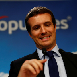 Casado habla tras el resultado electoral. Reuters/Juan Medina