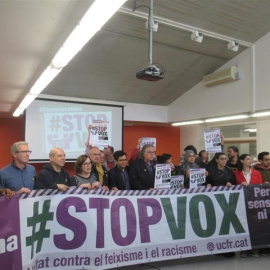Convocantes de la manifestación contra Vox este sábado en Barcelona. | Europa Press