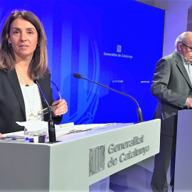 La portaveu del Govern, Meritxell Budó, i el conseller Josep Bargalló. EUROPA PRESS