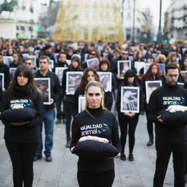 Protesta de Igualdad Animal en la Puerta del Sol. Fotografía: Javier Gamonal / Igualdad Animal
