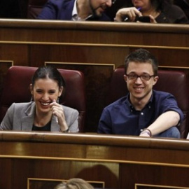 Ramón Espinar, Iñigo Errejón, Irene Montero y Pablo Iglesias en el Congreso / EUROPA PRESS