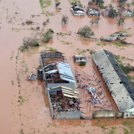 Vista aérea de los daños causados por las inundaciones después de que el ciclón Idai tocó tierra en la provincia de Sofala, Mozambique Central. - EFE