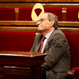 El presidente de la Generalitat Quim Torra, hoy durante la segunda jornada de pleno en el Parlament de Catalunya./EFE