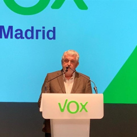 Jorge Cutillas, candidato de Vox al Congreso de los Diputados por La Rioja, en un acto en Madrid. / EUROPA PRESS -VOX