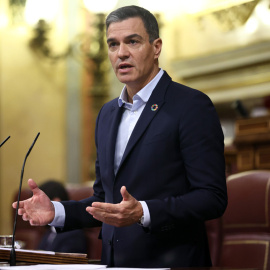 El presidente del Gobierno, Pedro Sánchez, interviene durante una sesión plenaria en el Congreso de los Diputados, a 13 de octubre de 2022.