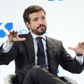  El presidente del PP, Pablo Casado, interviene en la inauguración oficial de la VIII edición del Foro de Innovación Turística de Hotusa, en Eurostars Madrid Tower, a 17 de enero de 2022, en Madrid, (España).- Eduardo Parra / Europa Press