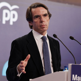  El expresidente del Gobierno de España y miembro del Partido Popular, José María Aznar, en un acto de campaña de Castilla y León.- EUROPA PRESS