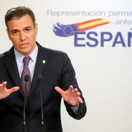 El presidente del Gobierno español, Pedro Sánchez, da una conferencia de prensa al final de una cumbre de la UE en Bruselas, Bélgica, el 24 de junio de 2022.