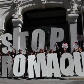 Imagen de la protesta de AnimaNaturalis. PÚBLICO