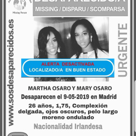 La Policía Nacional ha localizado en buen estado a las dos hermanas gemelas irlandesas.