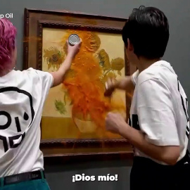 Unos activistas lanzan sopa de tomate sobre 'Los Girasoles' de Van Gogh en Londres