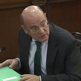 El coronel de la Guàrdia Civil Diego Pérez de los Cobos durant la seva declaració al Tribunal Suprem en el marc del judici del procés. EFE/Tribunal Supremo