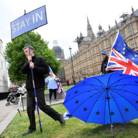 Un manifestante antibrexit, frente al Parlamento británico hace unos días. REUTERS/Toby Melville