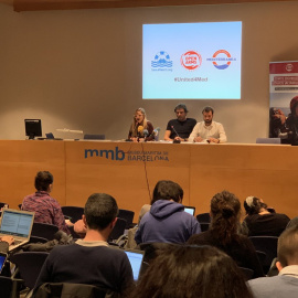 Presentació de United4Med, la unió entre Proactiva Open Arms, Mediterranea i Sea Watch per tornar a la mar a salvar vides de persones migrades. Òscar Camps